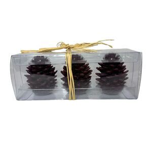 Pottery Barn Brown Pinecone Candles Set Of 3‎ Christmas Holiday Decor Rustic